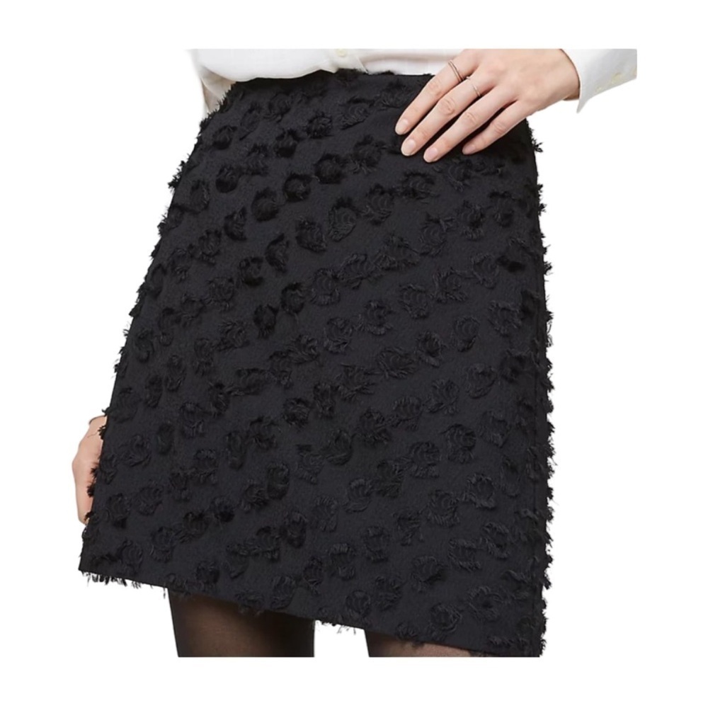 LOFT Black Rosette Clip Jacquard Skirt Size 4